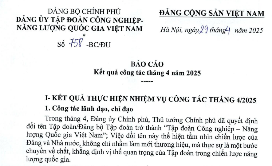 Báo cáo kết quả công tác tháng 4 năm 2025”